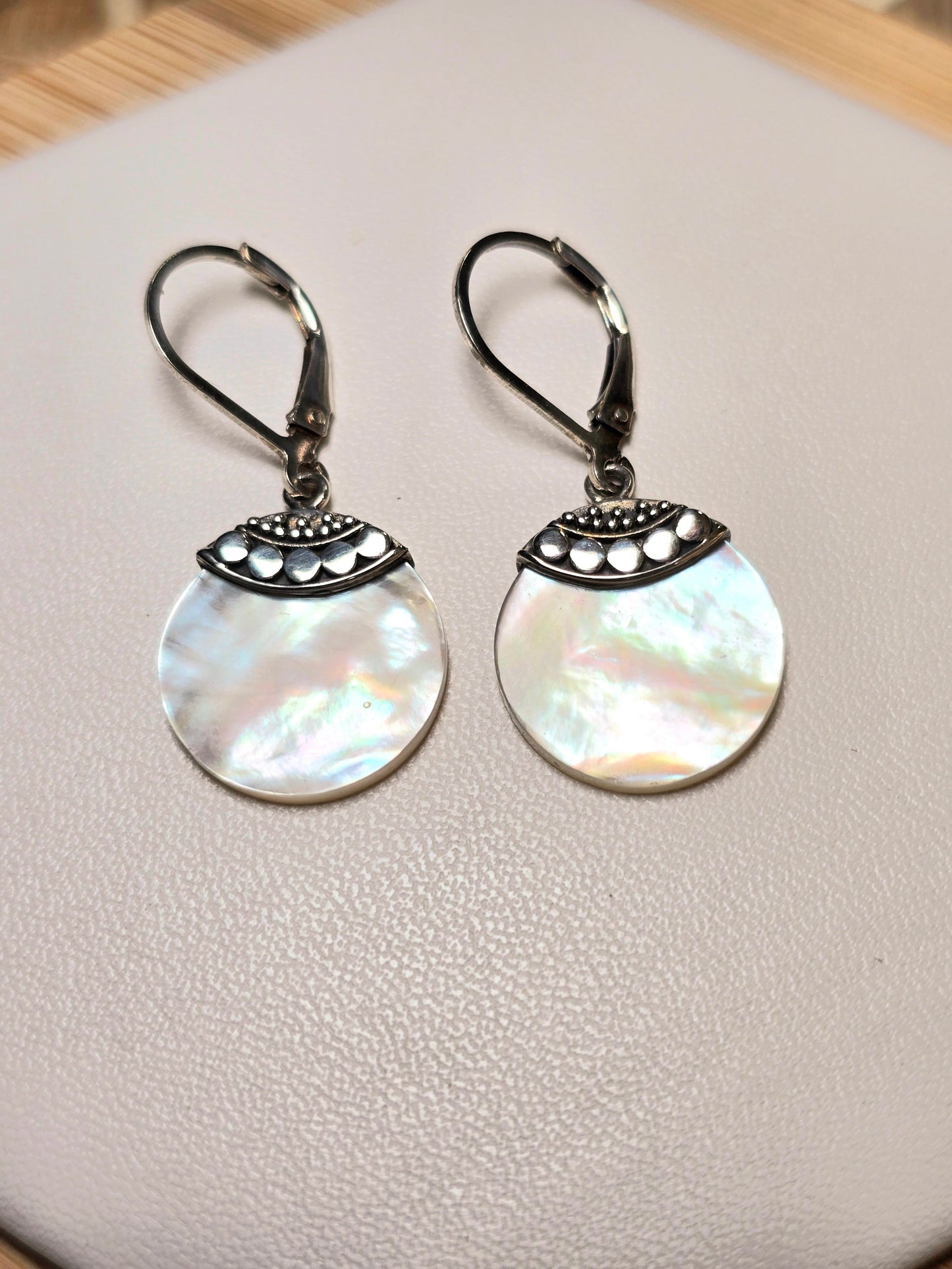 MOP 15mm Drop SS Earrings