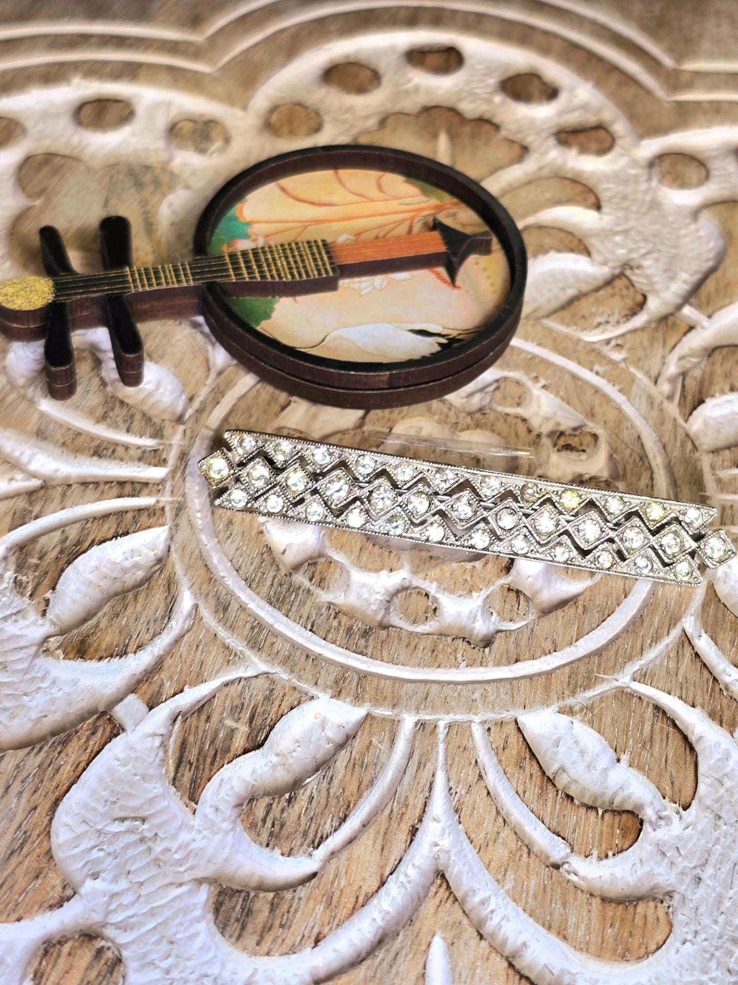 ORA Art Deco Rectangular Rhinestone Brooch