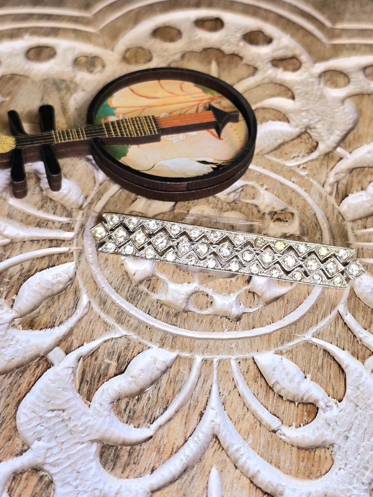 ORA Art Deco Rectangular Rhinestone Brooch