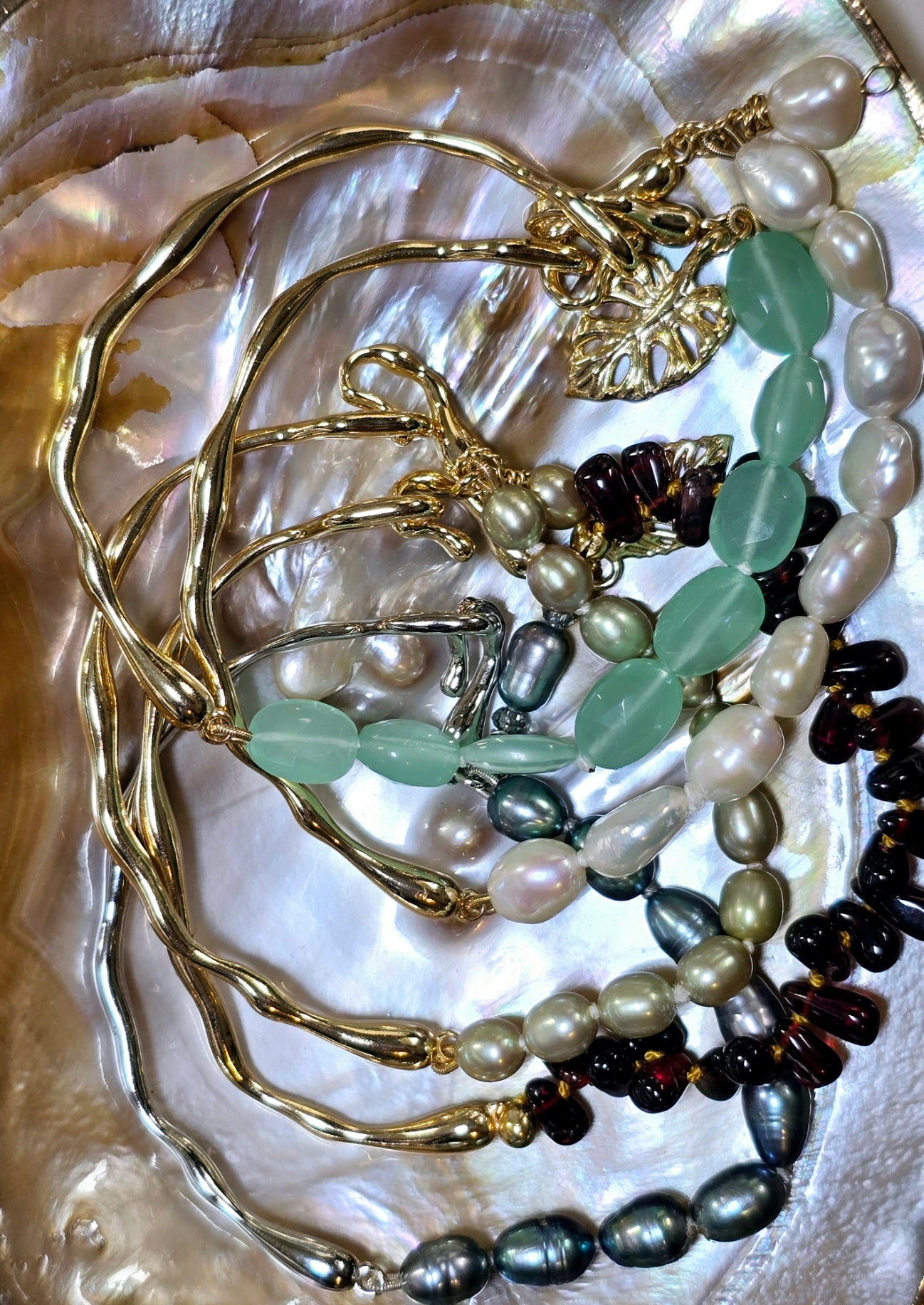 Cuff Gemstone & Pearl Bracelets