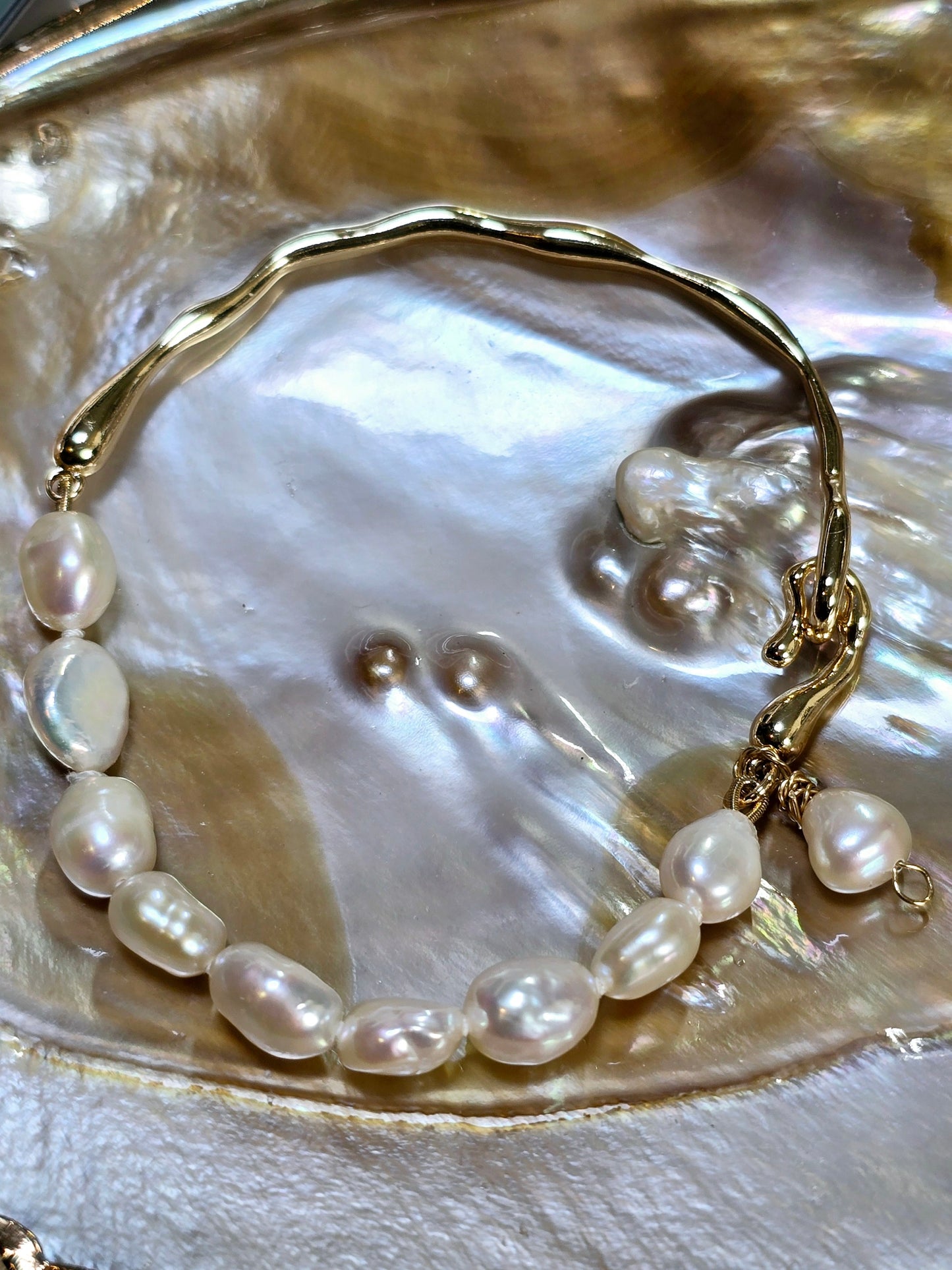 Cuff Gemstone & Pearl Bracelets