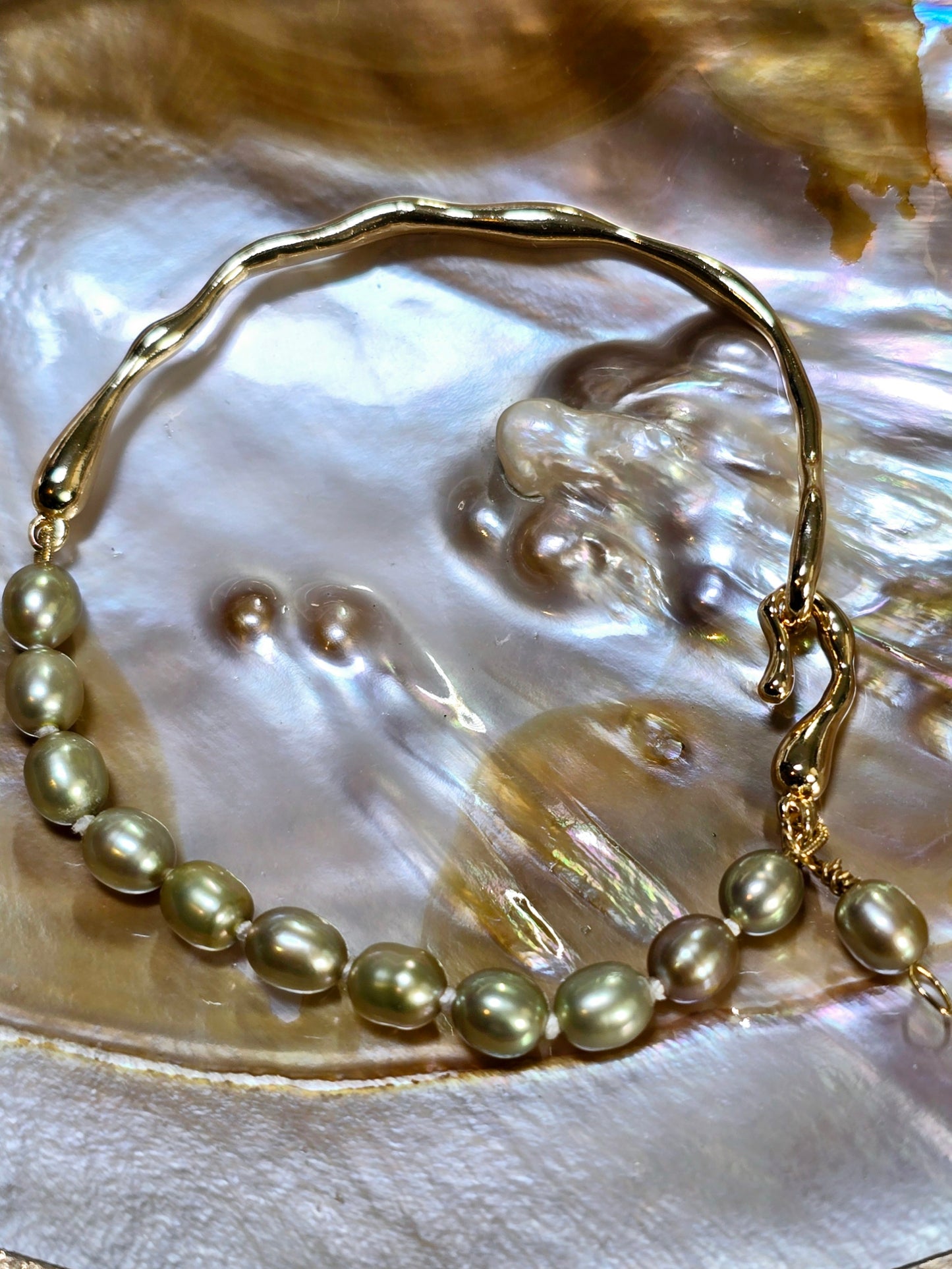 Cuff Gemstone & Pearl Bracelets