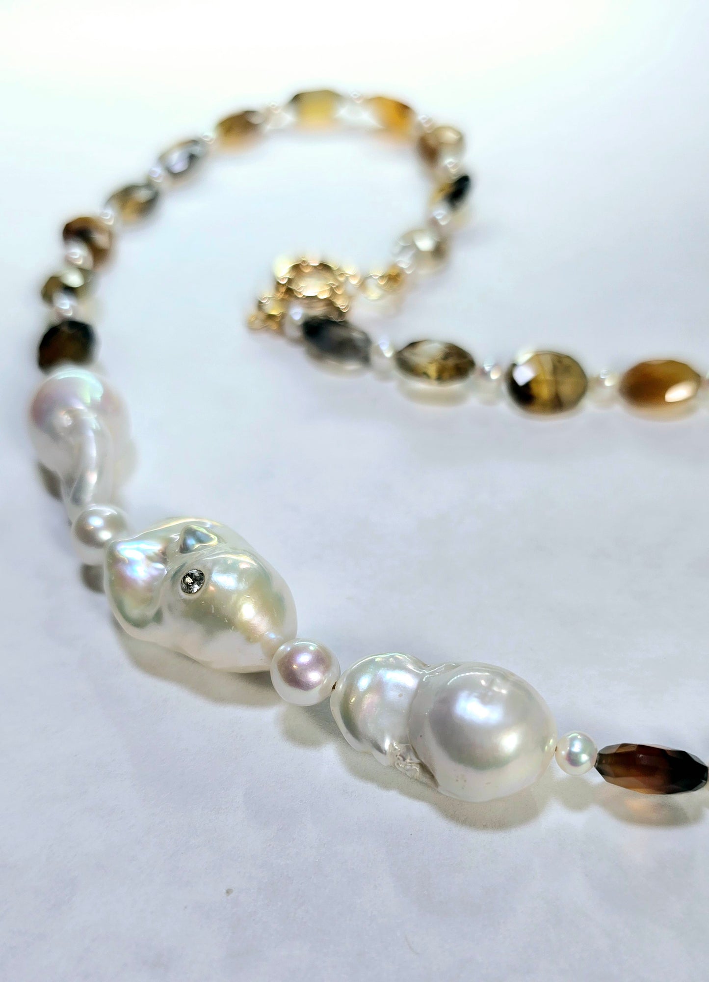 Baroque Pearl & Brown Agate Oval Necklace