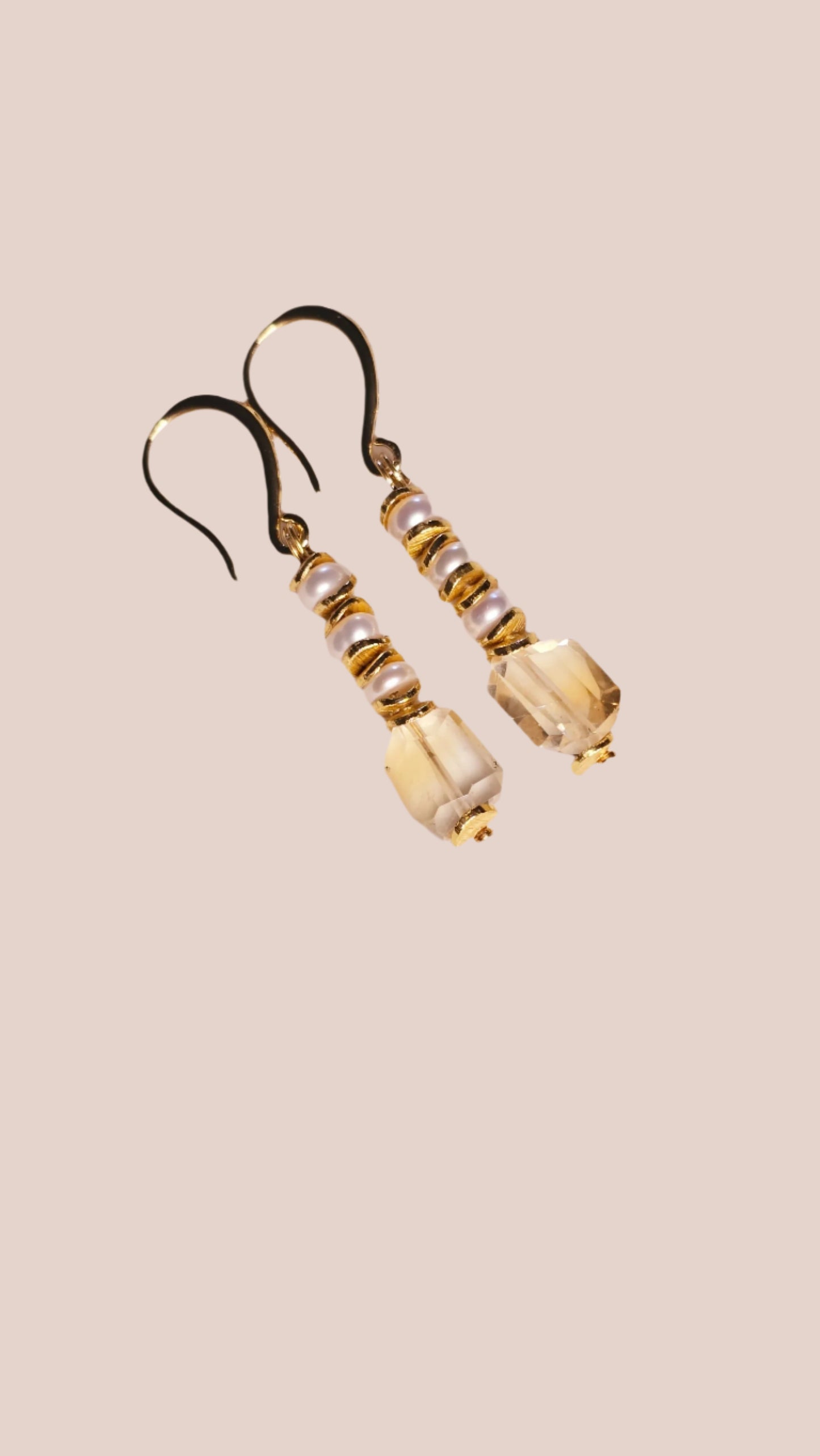 Citrine & Pearl Drop Earrings