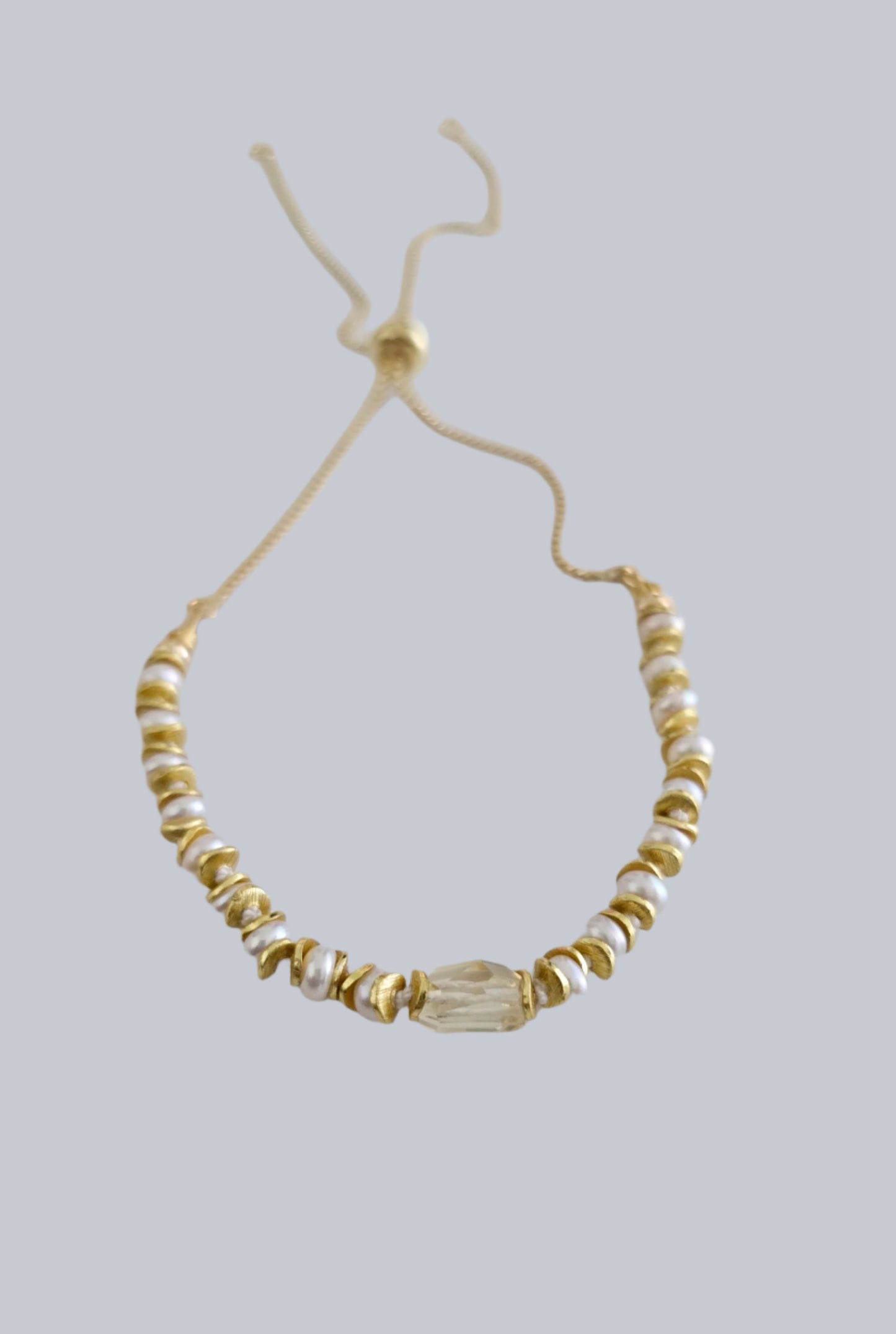 Adjustable Citrine & Pearl Bracelet