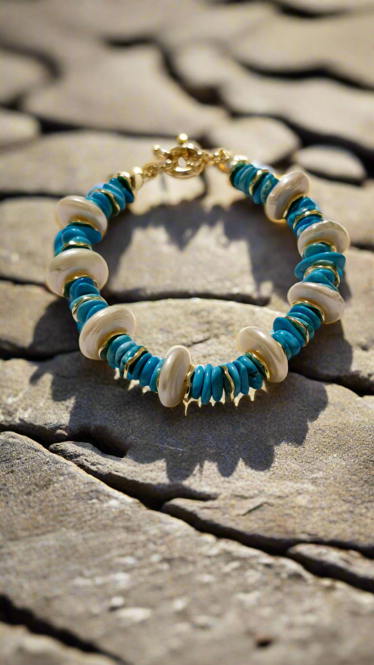 Turquoise Howlite & Freshwater Pearl Bracelet