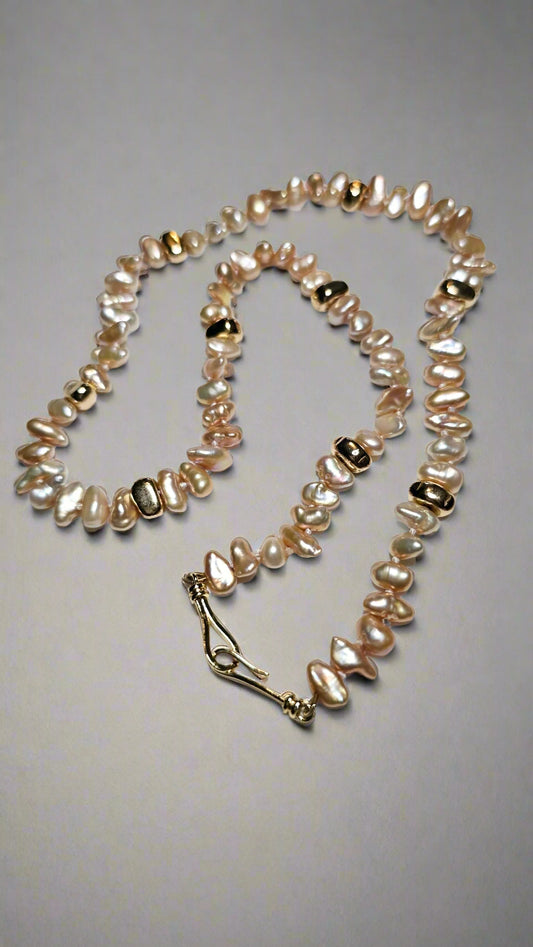 Peach Keshi Pearl Nugget Necklace