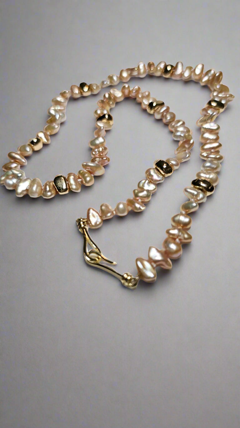 Peach Keshi Pearl Nugget Necklace
