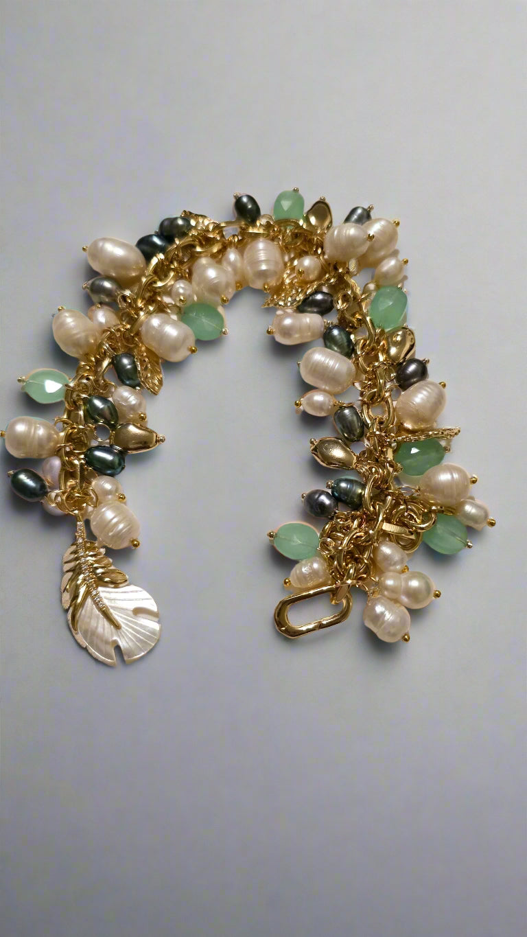 Pearls & Chalcedony Gemstone Bracelet
