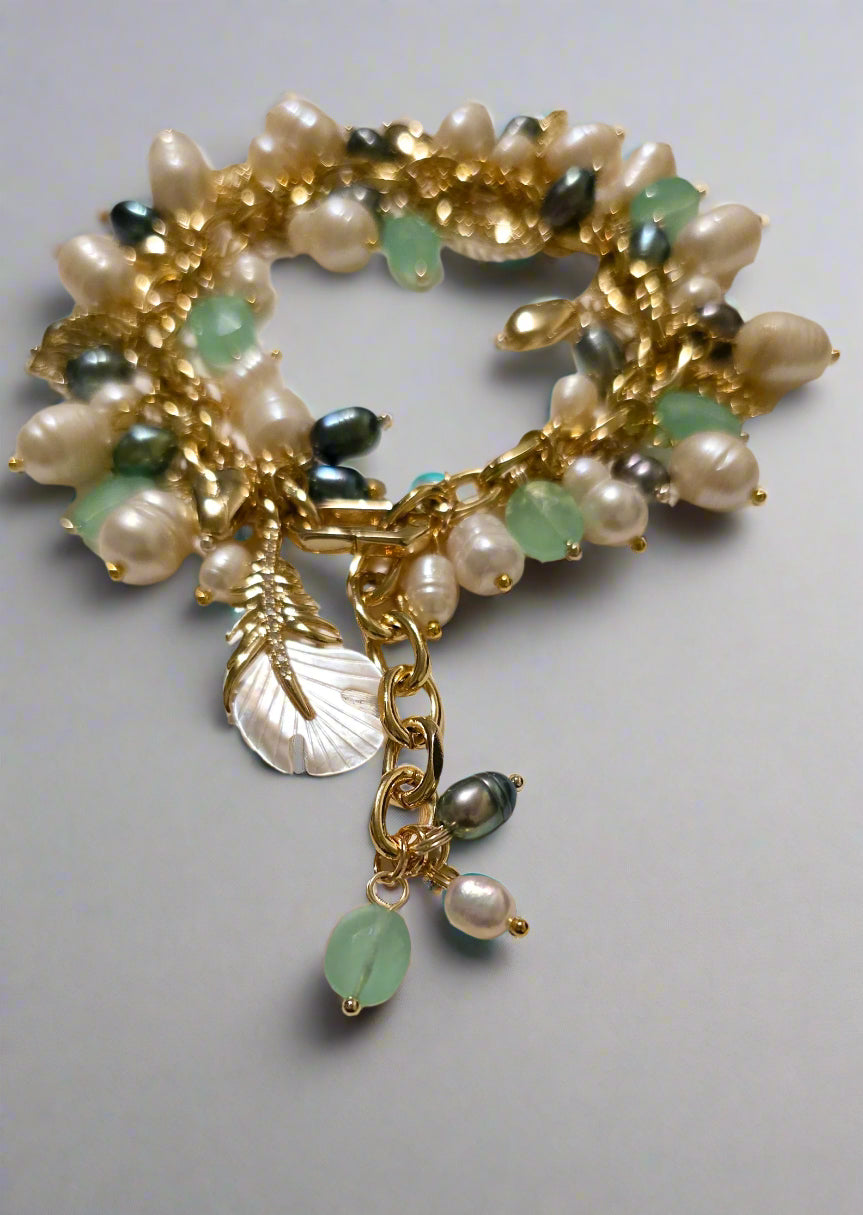 Pearls & Chalcedony Gemstone Bracelet