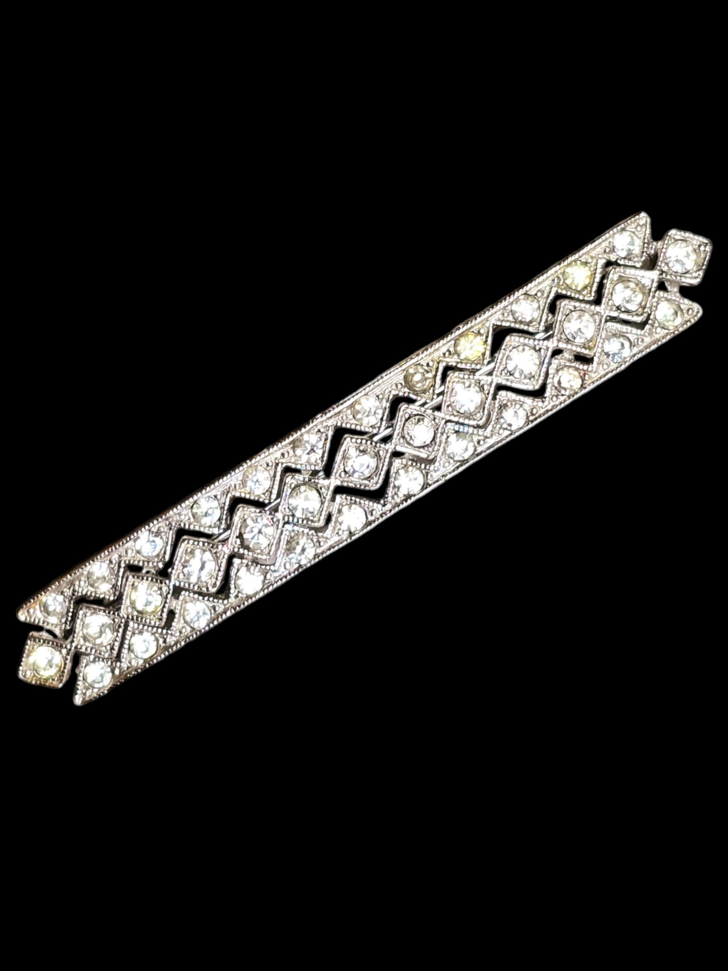 ORA Art Deco Rectangular Rhinestone Brooch