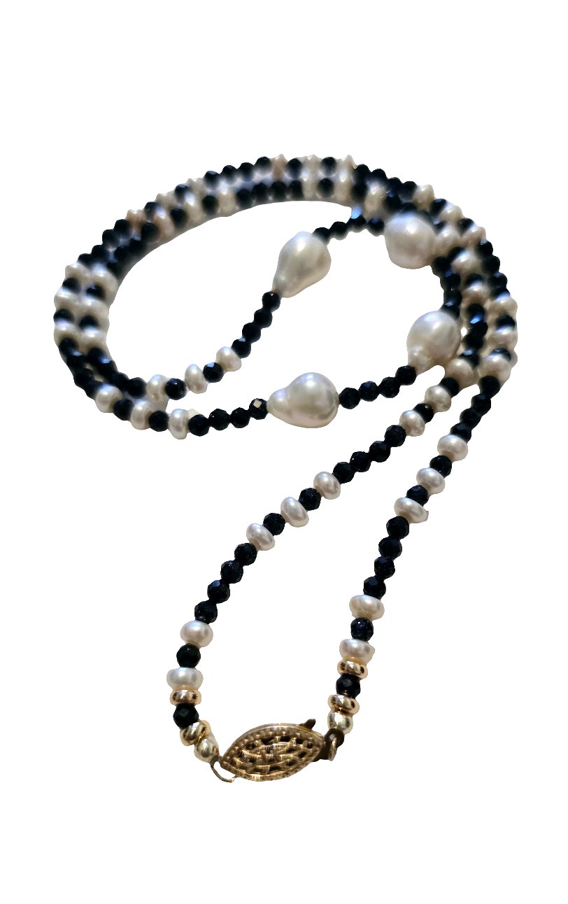 Royal Blue Sunstone & Pearl Necklace