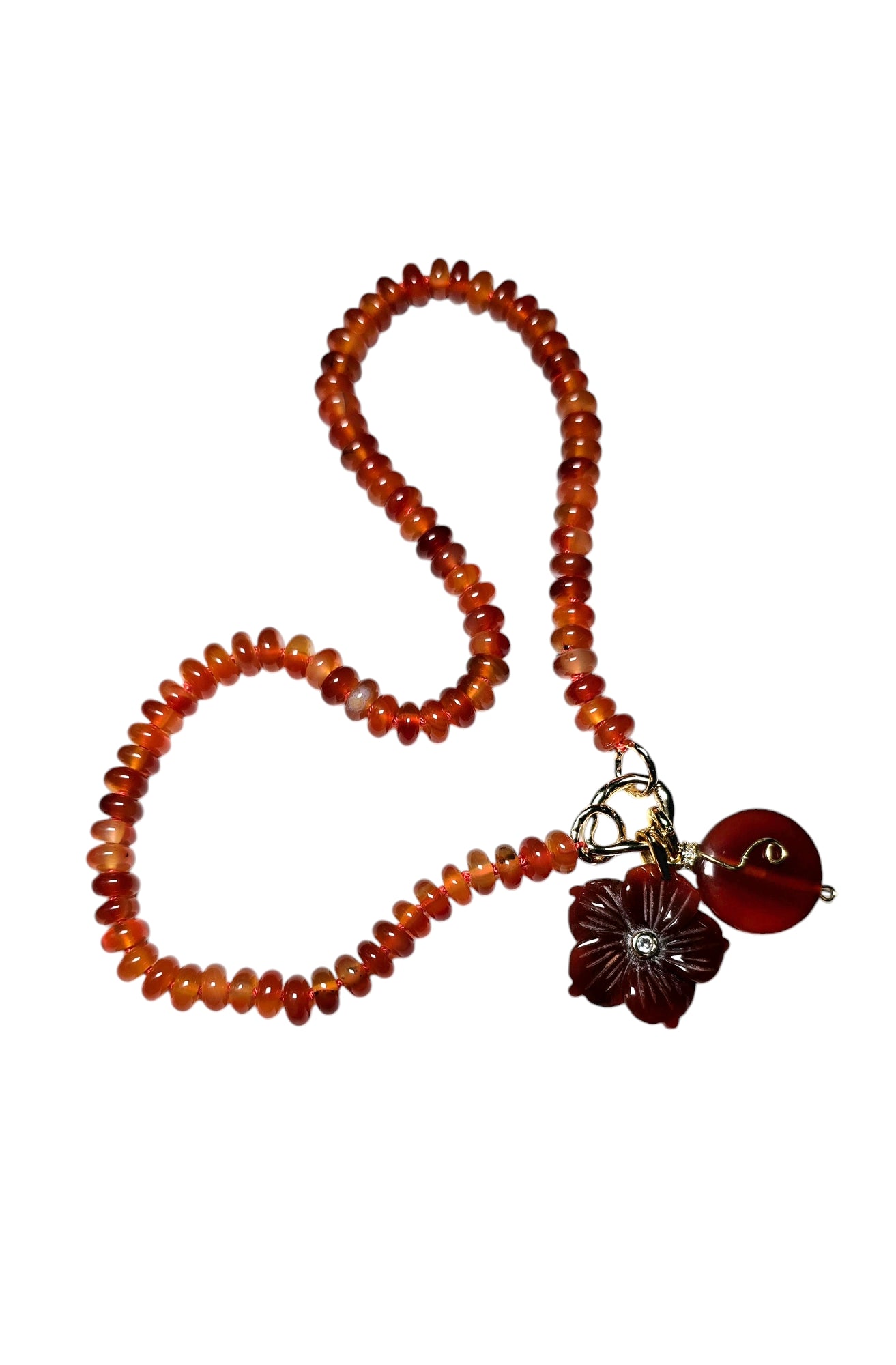 Carnelian Carved Floral Necklace