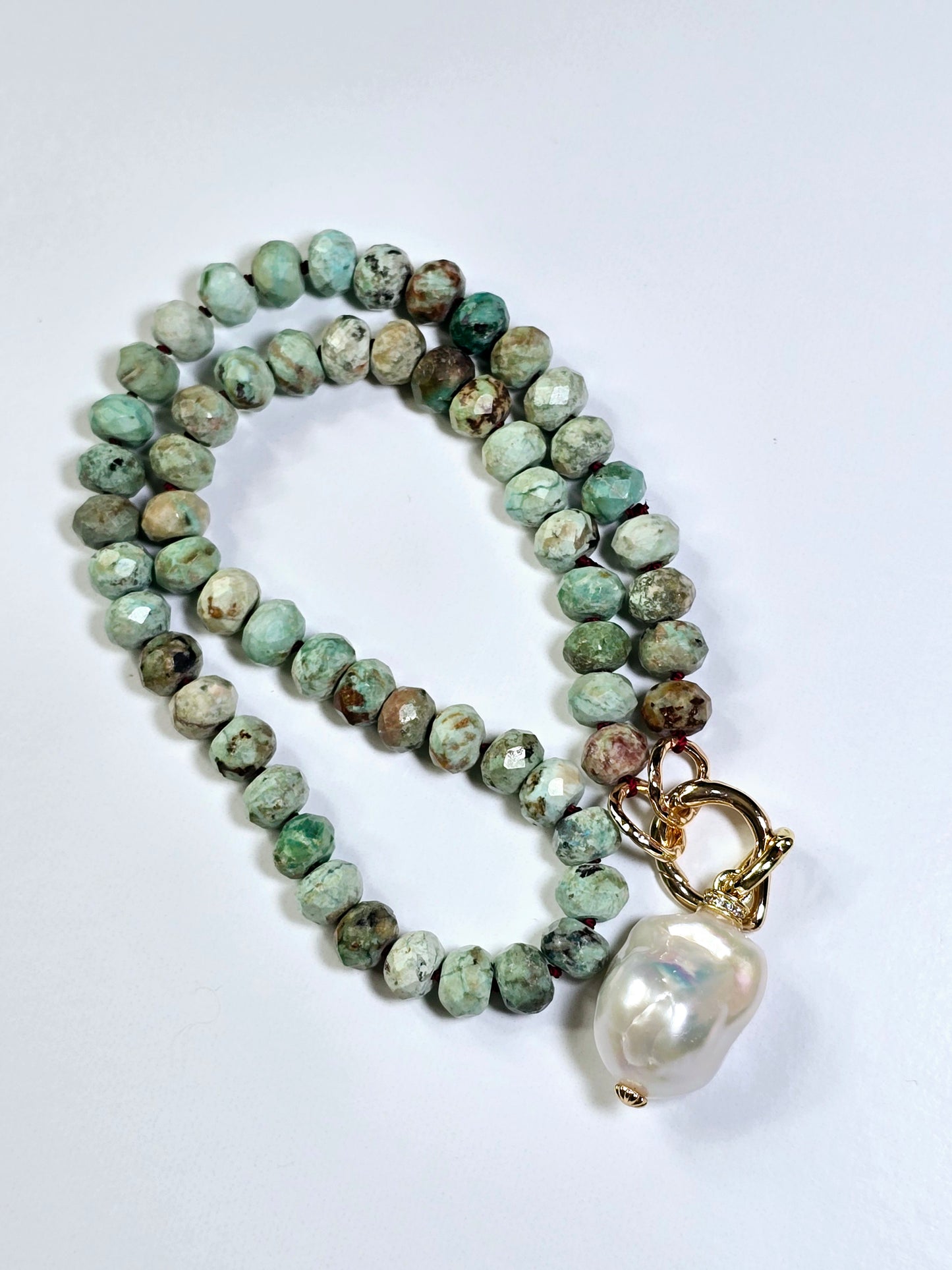 Peruvian Turquoise - Freshwater Baroque Pearl Necklace