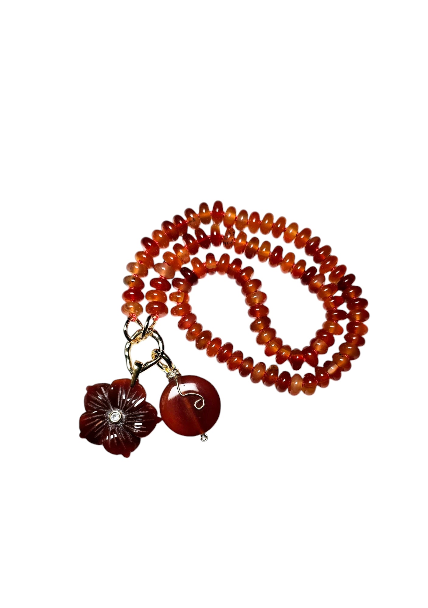 Carnelian Carved Floral Necklace
