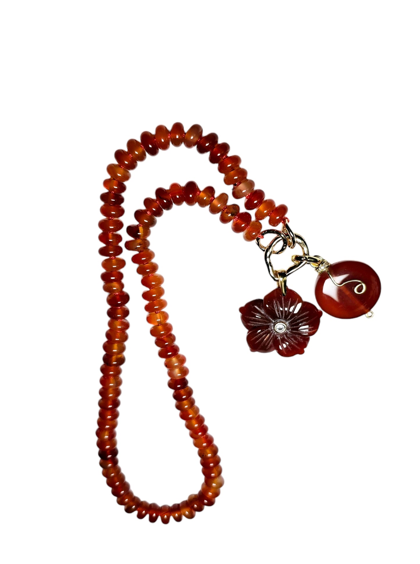 Carnelian Carved Floral Necklace