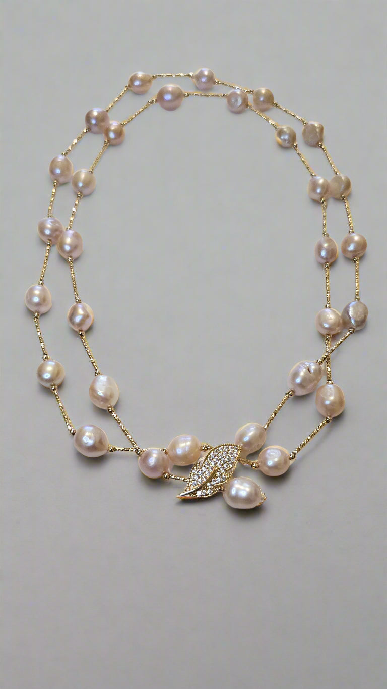 Adjustable Peach Pearl Necklace