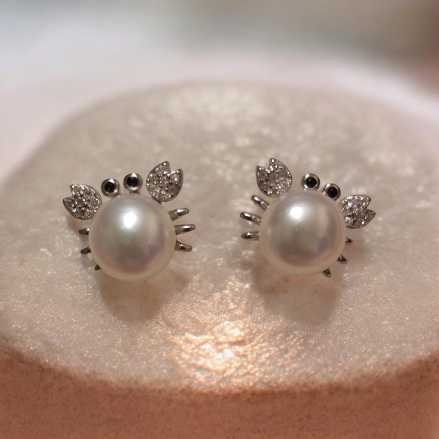 Sterling Silver Crab Pearl Earrings