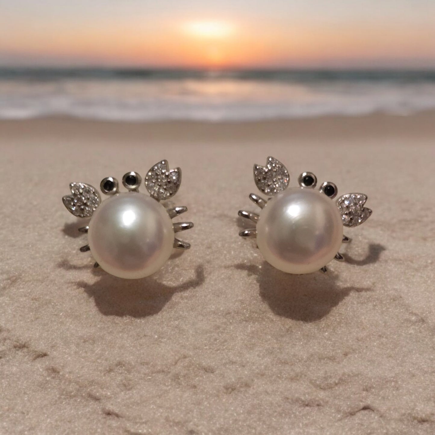 Sterling Silver Crab Pearl Earrings