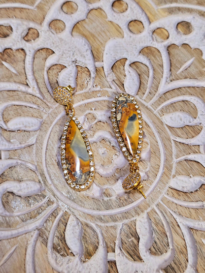 Pendientes colgantes de soutache de jaspe maliganio
