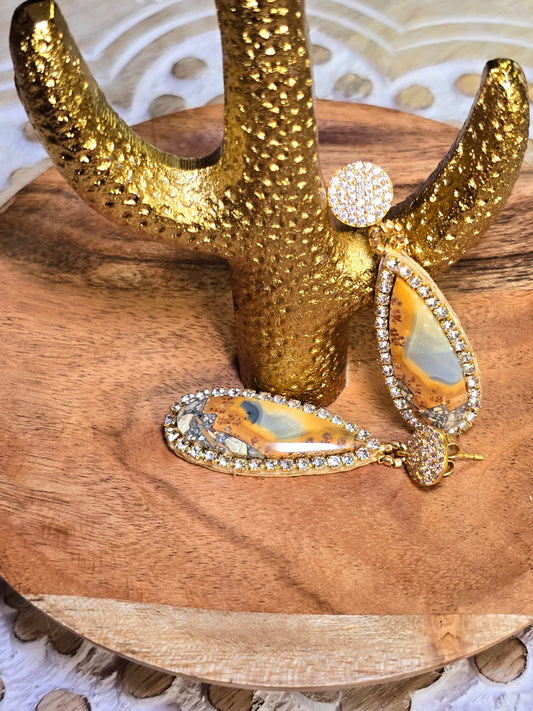 Pendientes colgantes de soutache de jaspe maliganio
