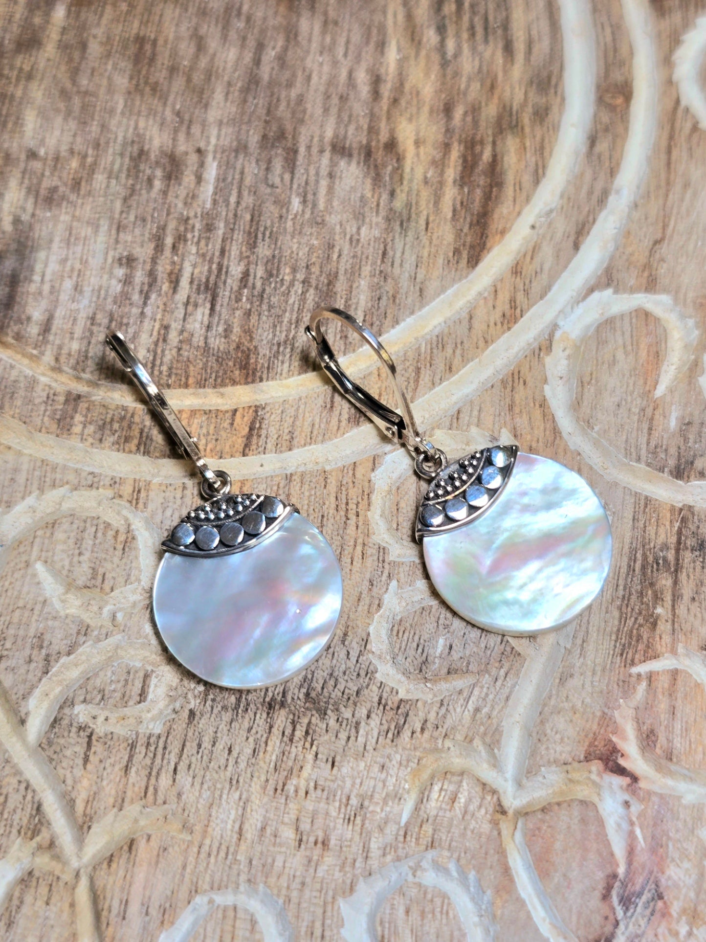 MOP 15mm Drop SS Earrings