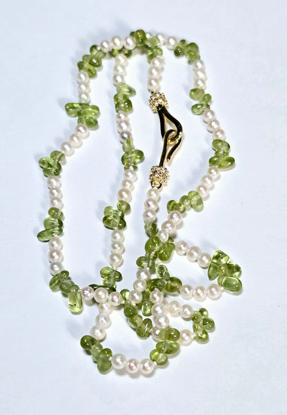Peridot and Freshwater  Pearl Necklace