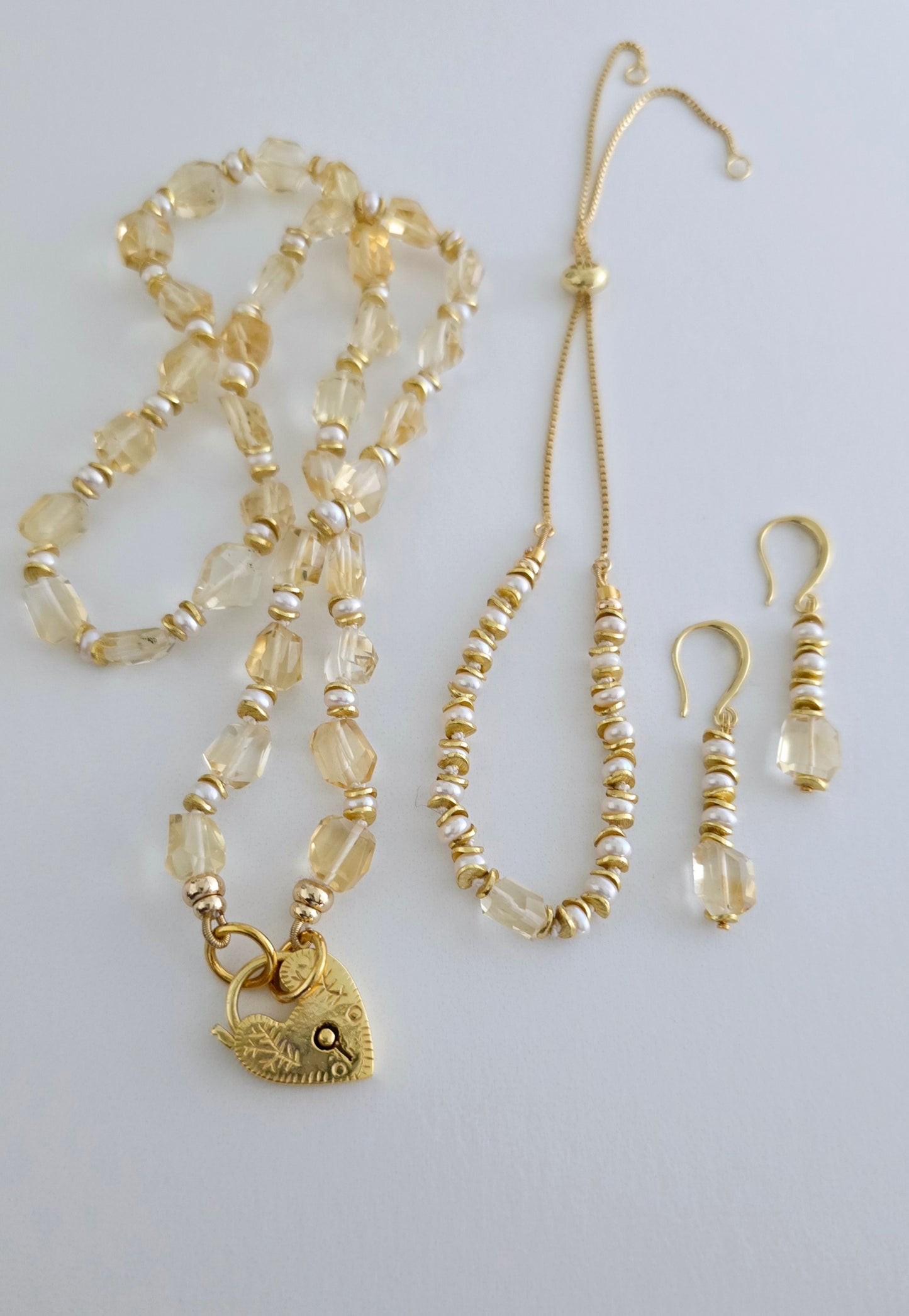 Adjustable Citrine & Pearl Bracelet