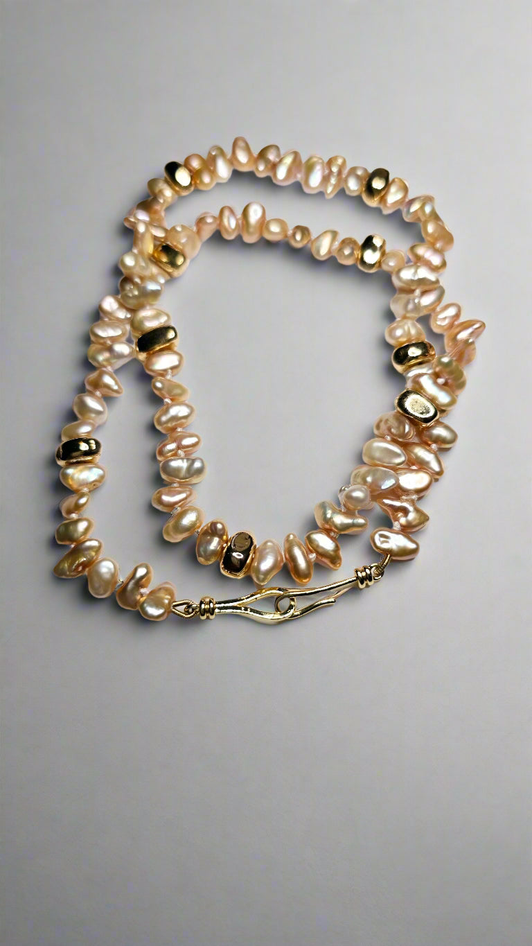 Peach Keshi Pearl Nugget Necklace