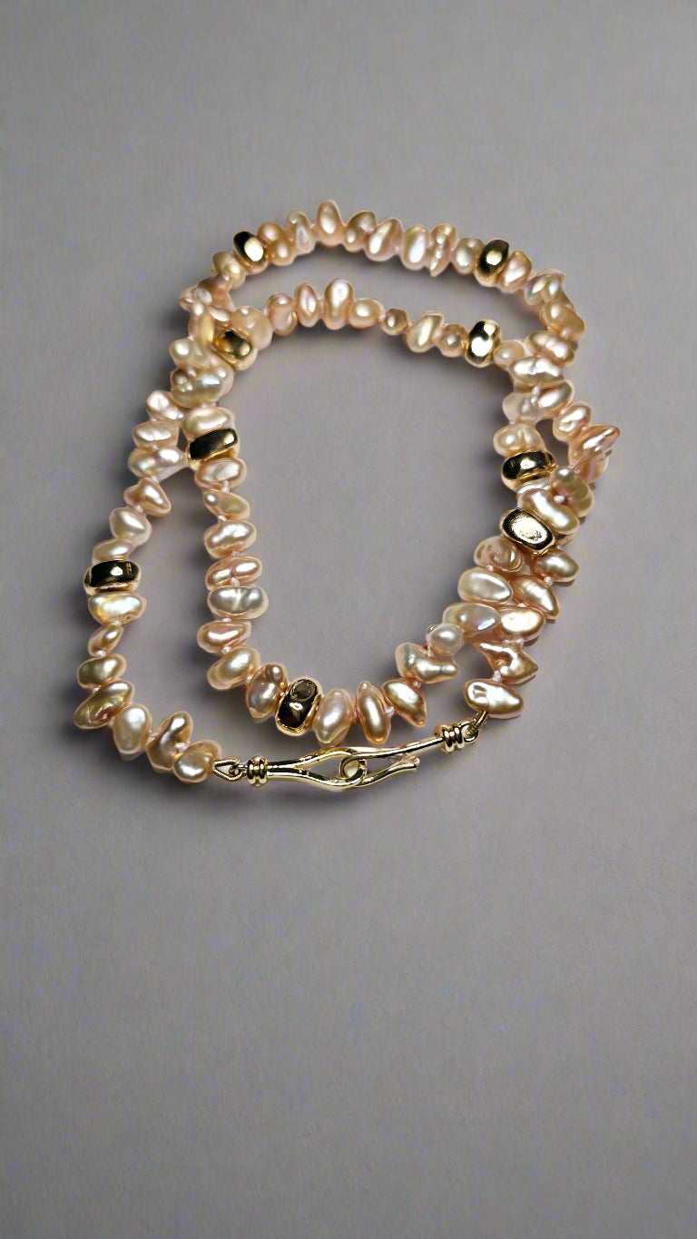 Peach Keshi Pearl Nugget Necklace
