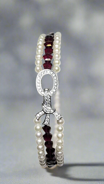 Genuine Garnet & Pearl Bracelet