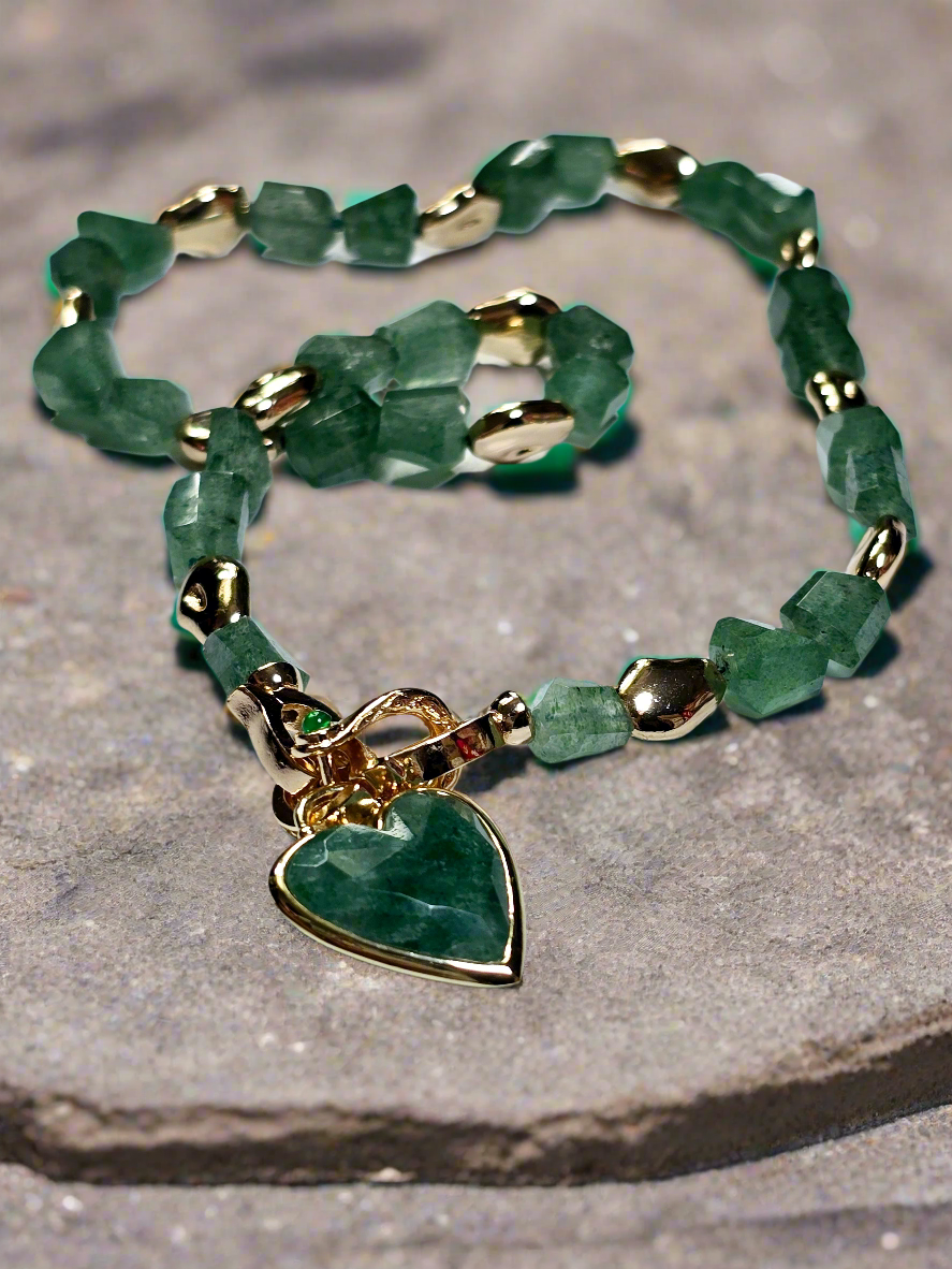 Green Aventurine Nugget Heart Necklace