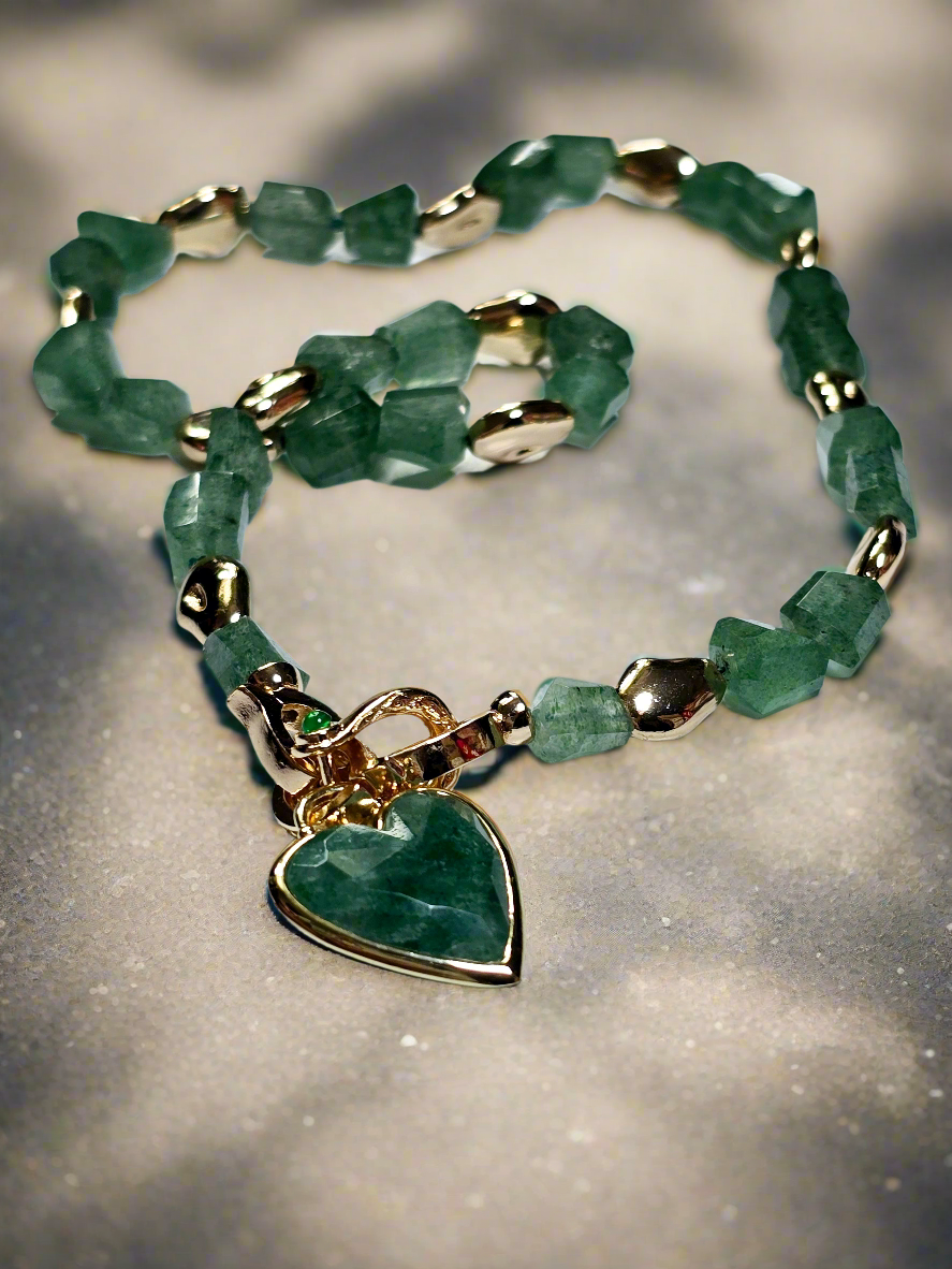 Green Aventurine Nugget Heart Necklace