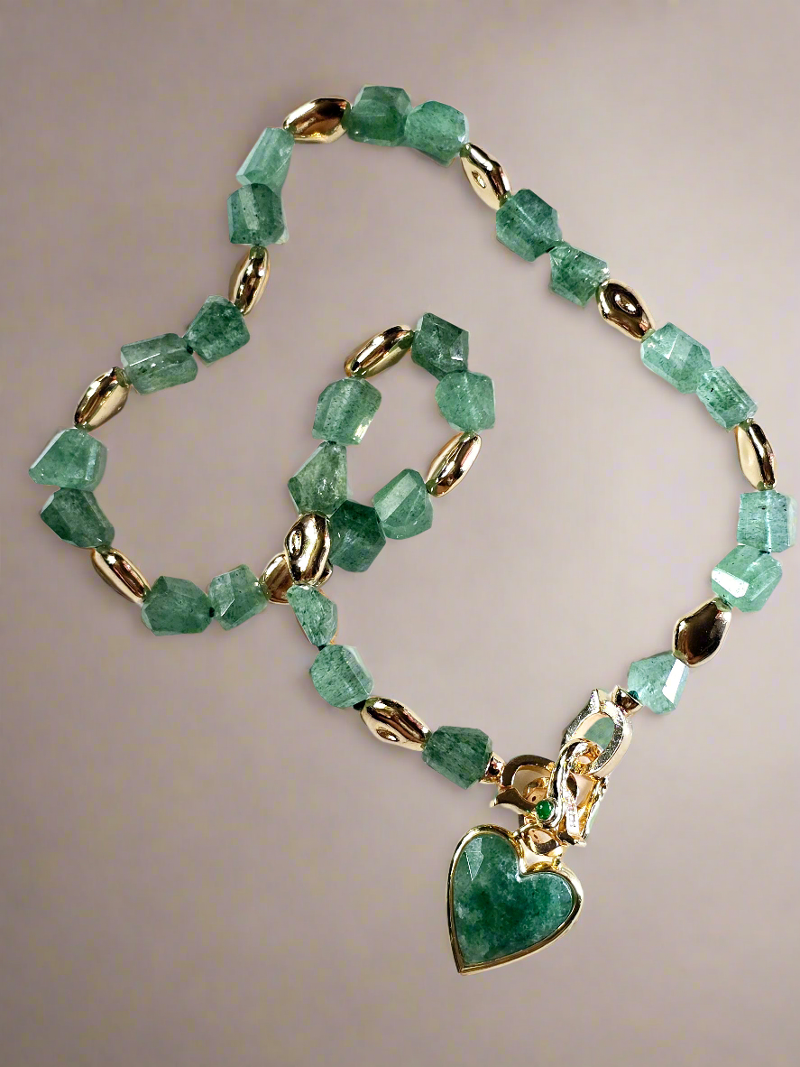 Green Aventurine Nugget Heart Necklace