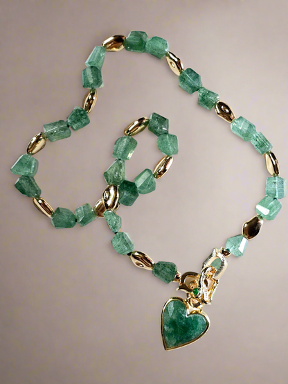 Green Aventurine Nugget Heart Necklace