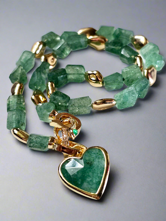 Green Aventurine Nugget Heart Necklace