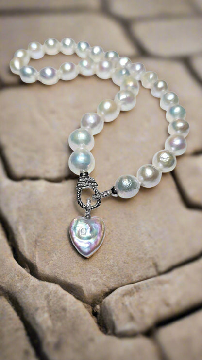 AAA Freshwater Pearl Heart Pendant Necklace