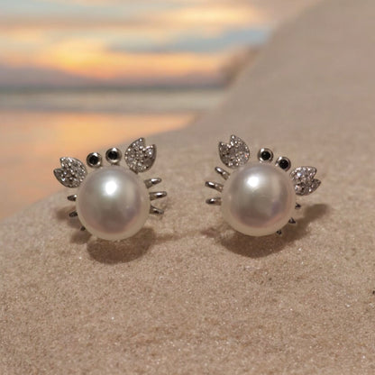 Sterling Silver Crab Pearl Earrings