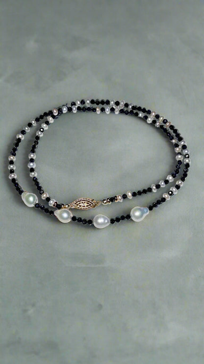 Royal Blue Sunstone & Pearl Necklace