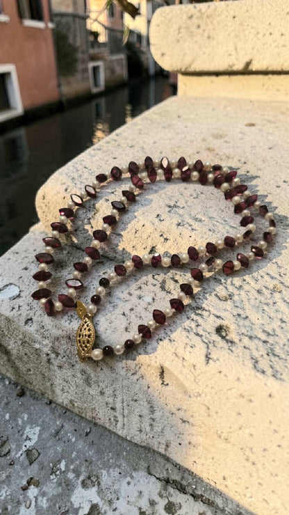 Genuine Garnet & Freshwater Pearls