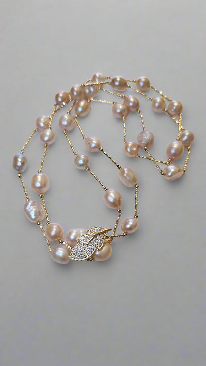 Adjustable Peach Pearl Necklace
