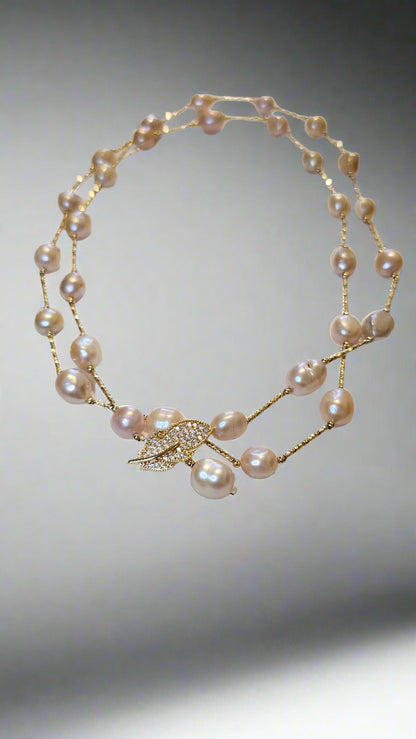 Adjustable Peach Pearl Necklace