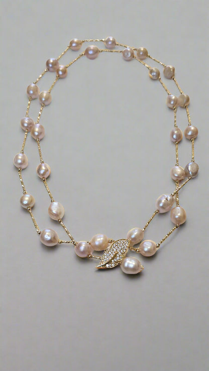 Adjustable Peach Pearl Necklace