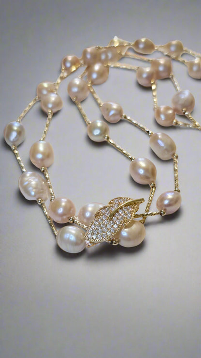 Adjustable Peach Pearl Necklace