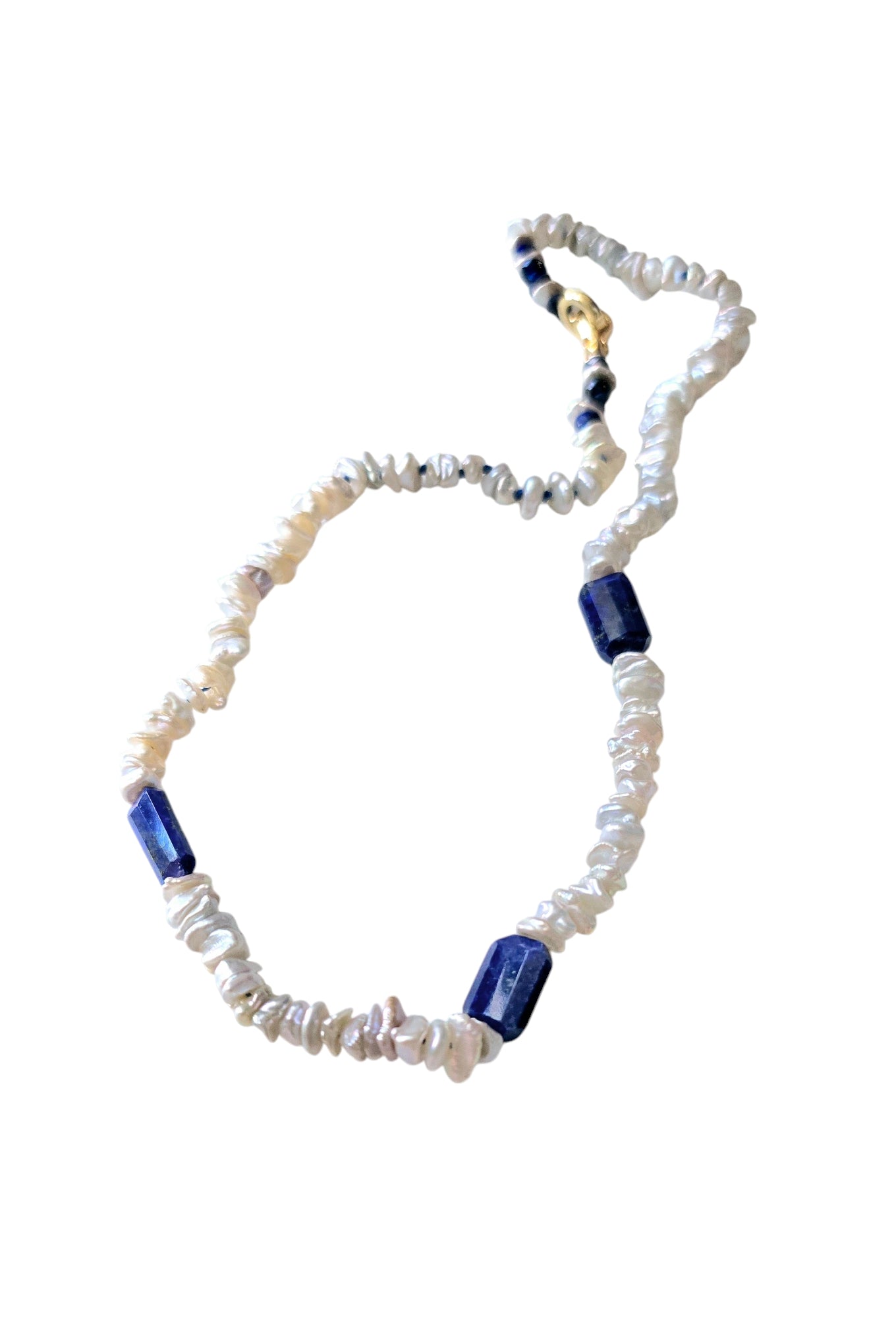 Keshi Pearl and Lapis Lazuli Necklace