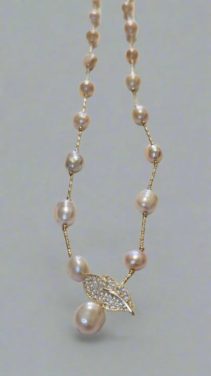 Adjustable Peach Pearl Necklace