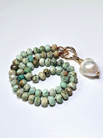 Peruvian Turquoise - Freshwater Baroque Pearl Necklace