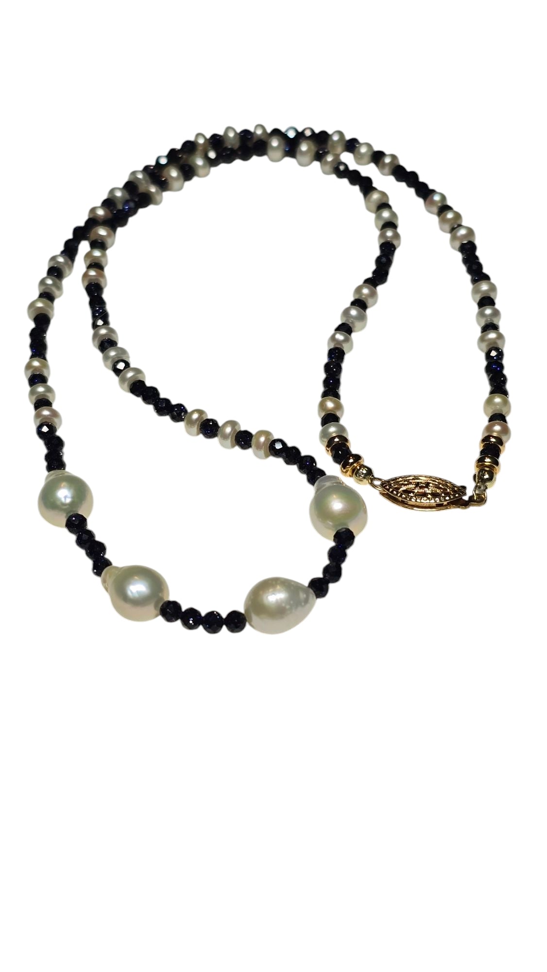 Royal Blue Sunstone & Pearl Necklace