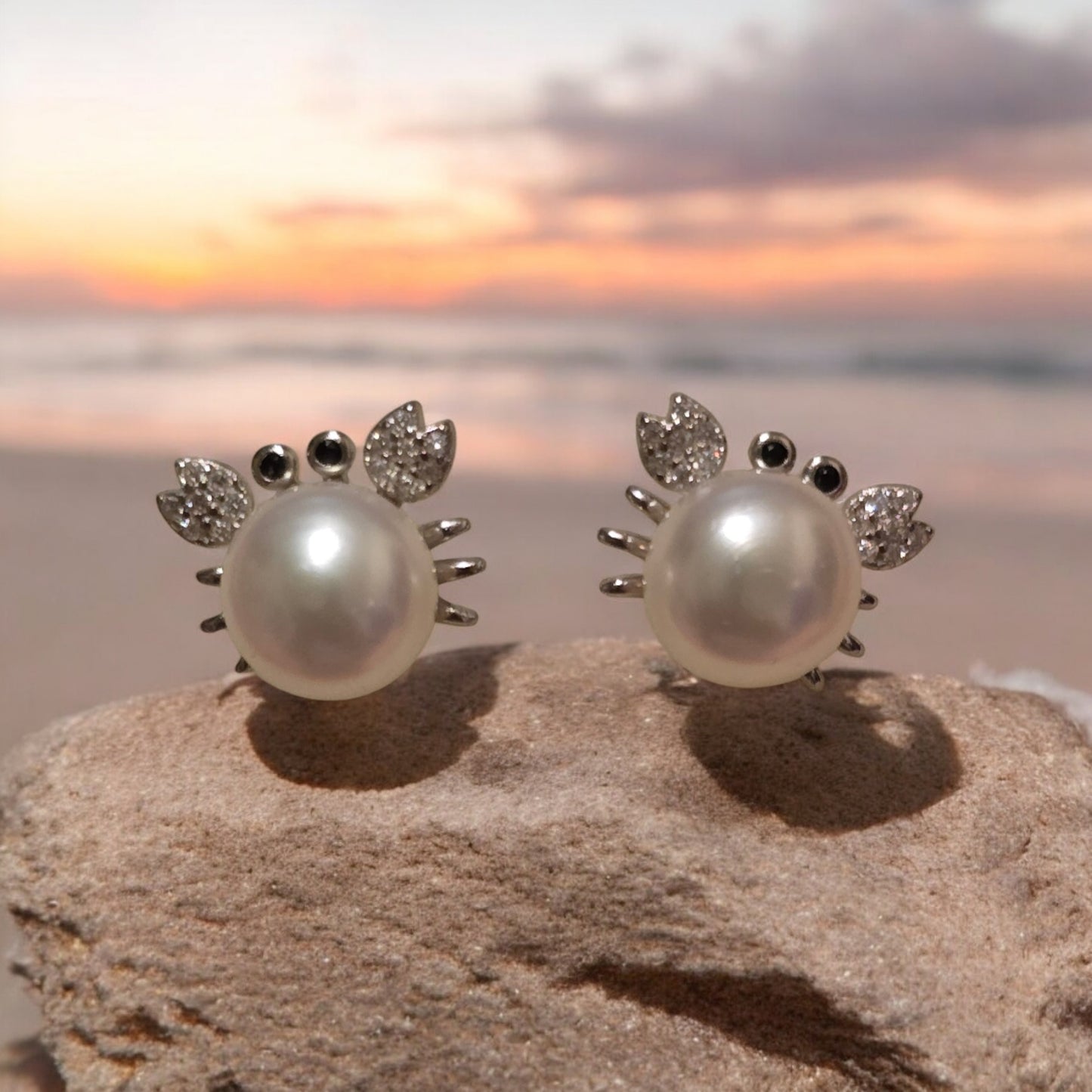 Sterling Silver Crab Pearl Earrings